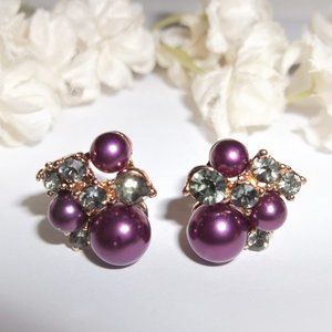 Pre-owned, Earrings, Purple Earrings, Purple Pearl Earring, Earring, Pearls 8000